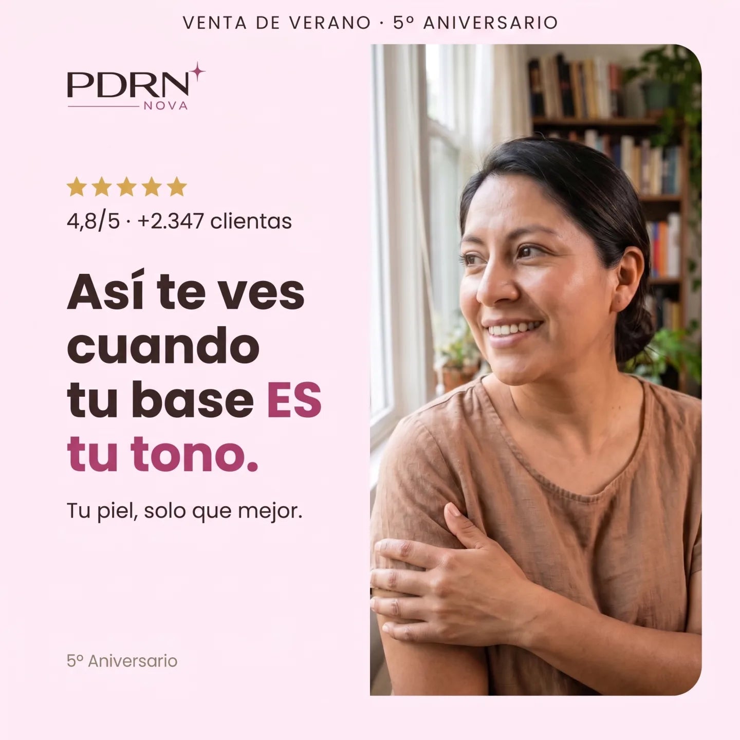 Resultados PDRN Luxe — así te ves cuando tu base es tu tono, 4,8/5 con +2.347 clientas
