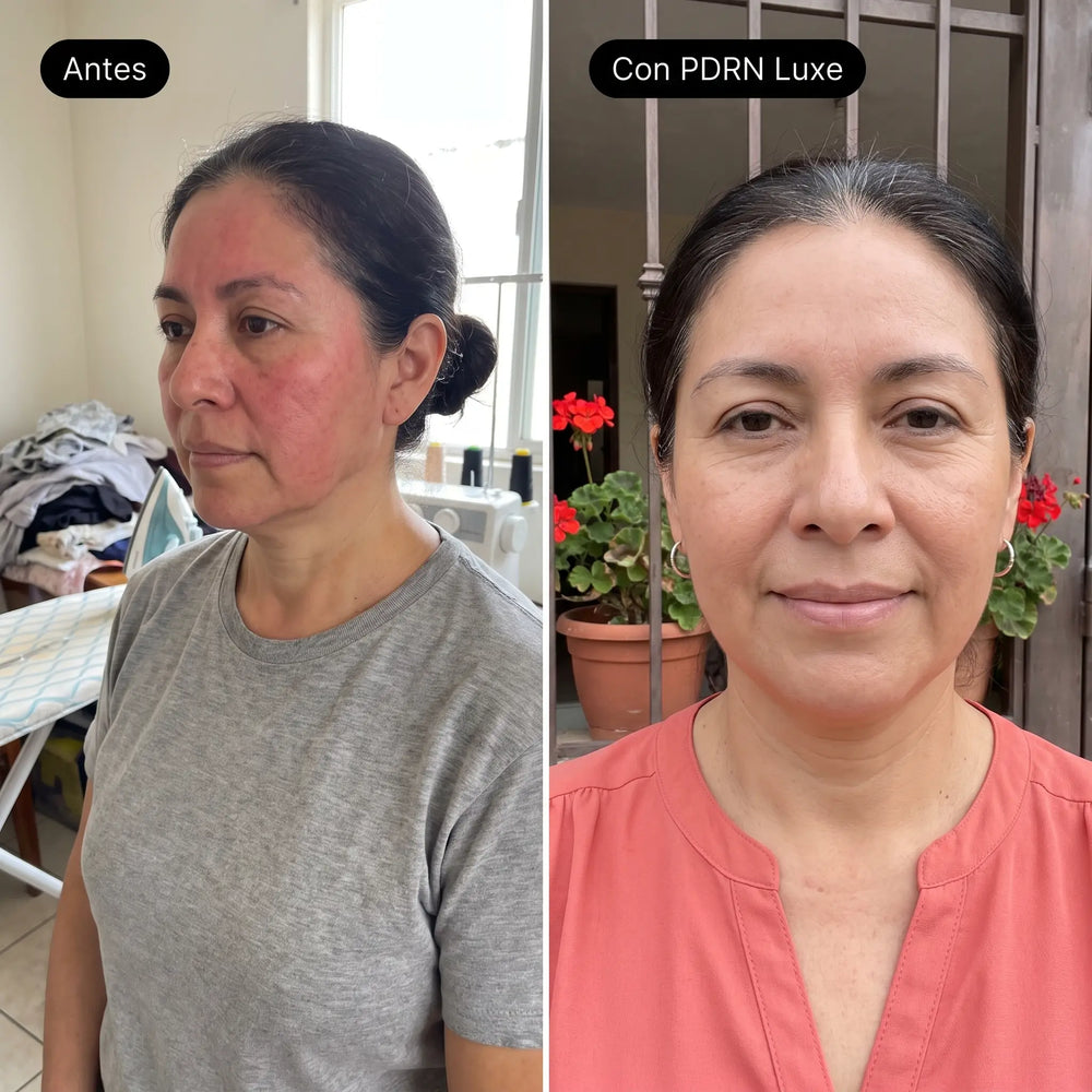 Antes y después Línea cara-cuello con PDRN Luxe